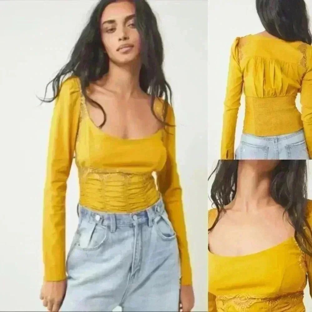Free People On Point Lace Top in Green Size XS NWOT $98